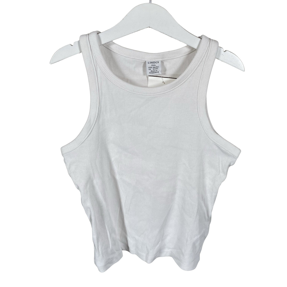 Unisex Lindex - Tricot tank top, size 146 - 152 - White (1)