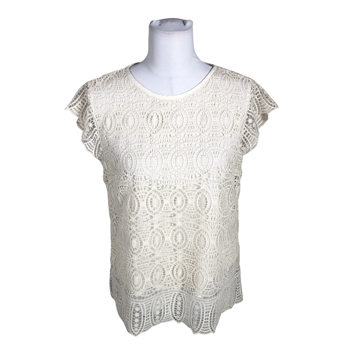 Unisex Massimo Dutti - Short-sleeved blouse, size 38 - Natural white (1)