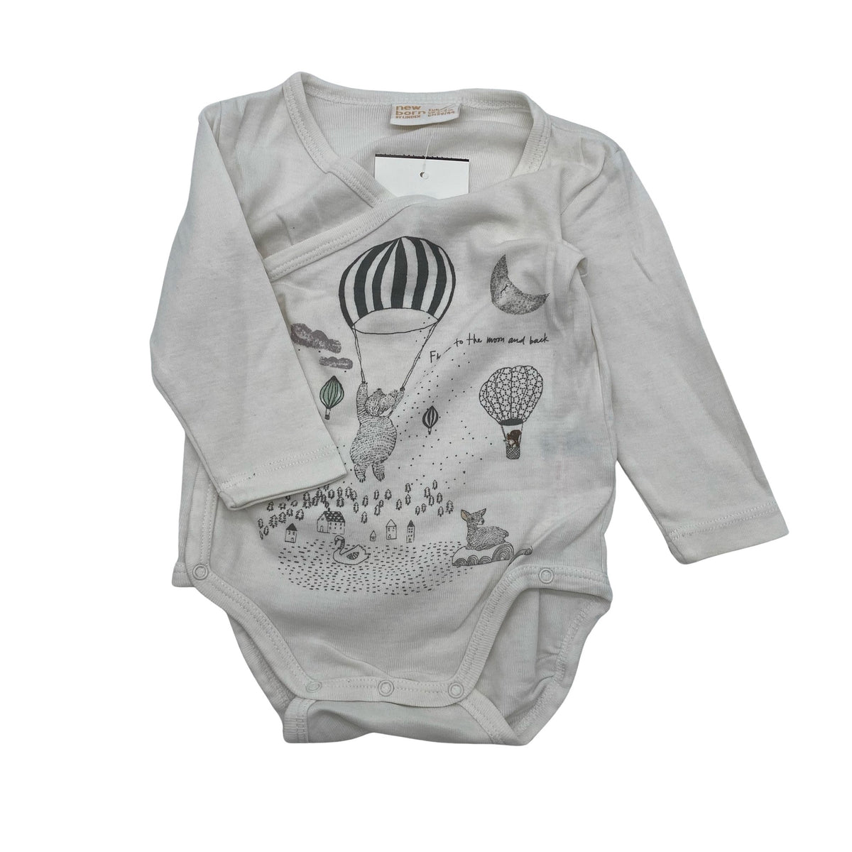 Unisex Lindex - Wrap bodysuit, size 56 - 62 - White (1)