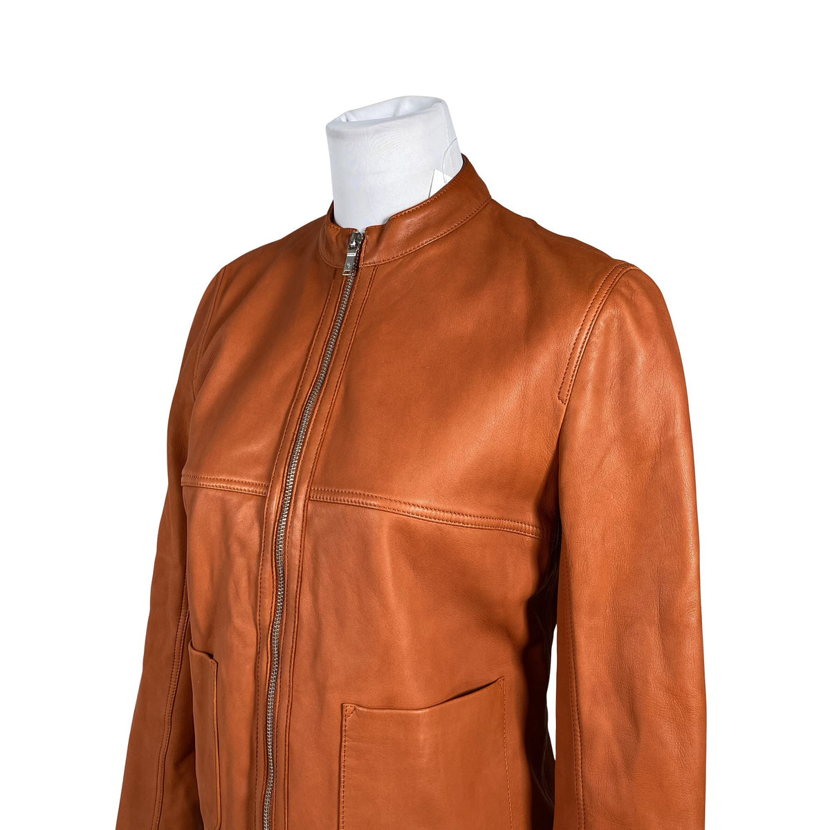Unisex Massimo Dutti - Leather jacket, size 40 - Orange (3)