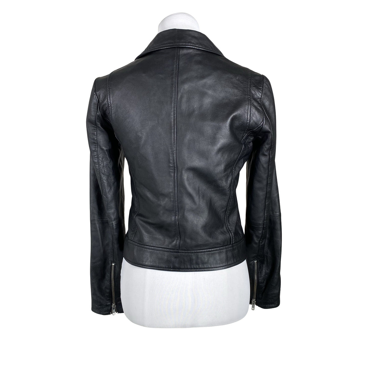 Unisex Selected - Leather jacket, size 34 - Black (2)