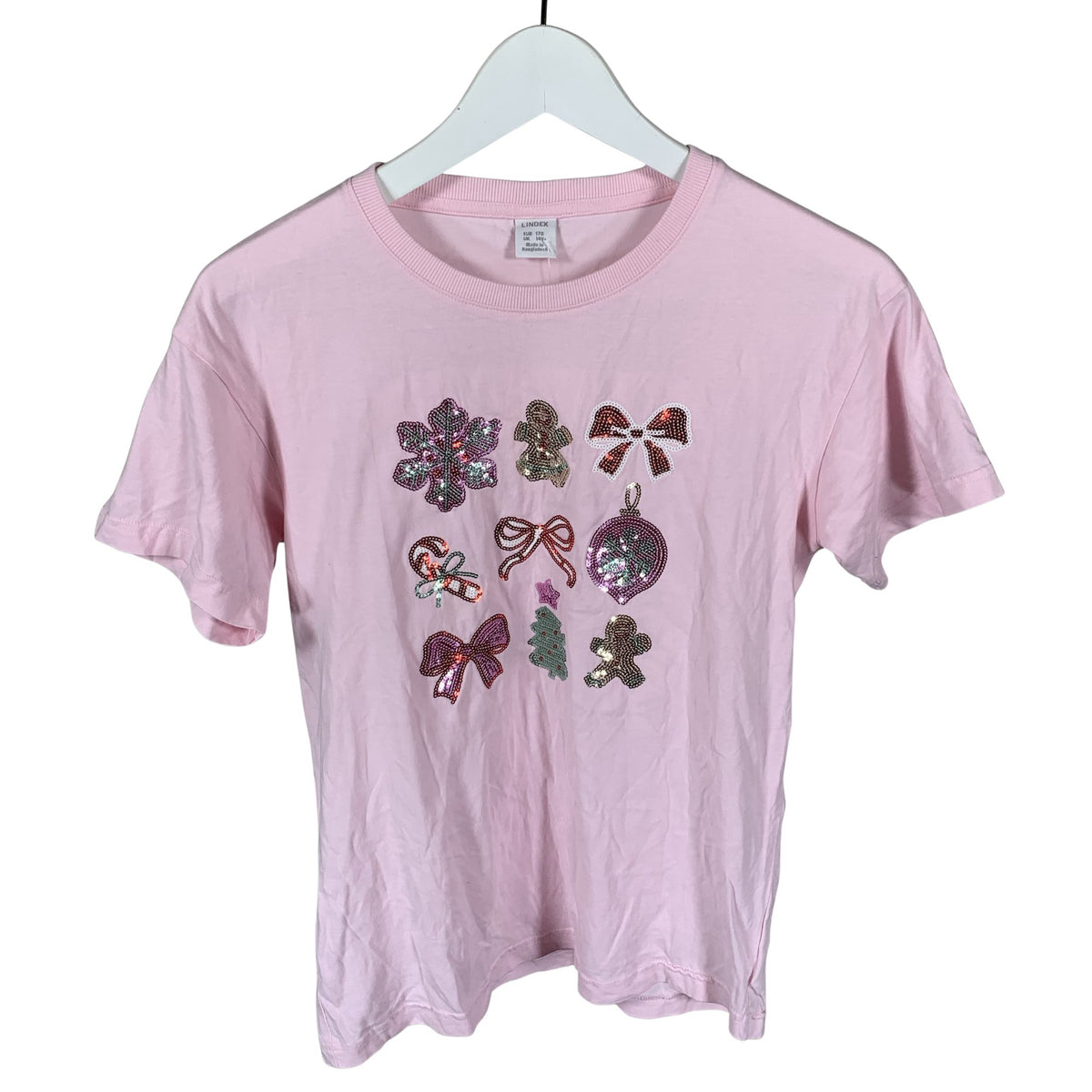 Unisex Lindex - T-shirt, size 164 - 170 - Light pink (1)