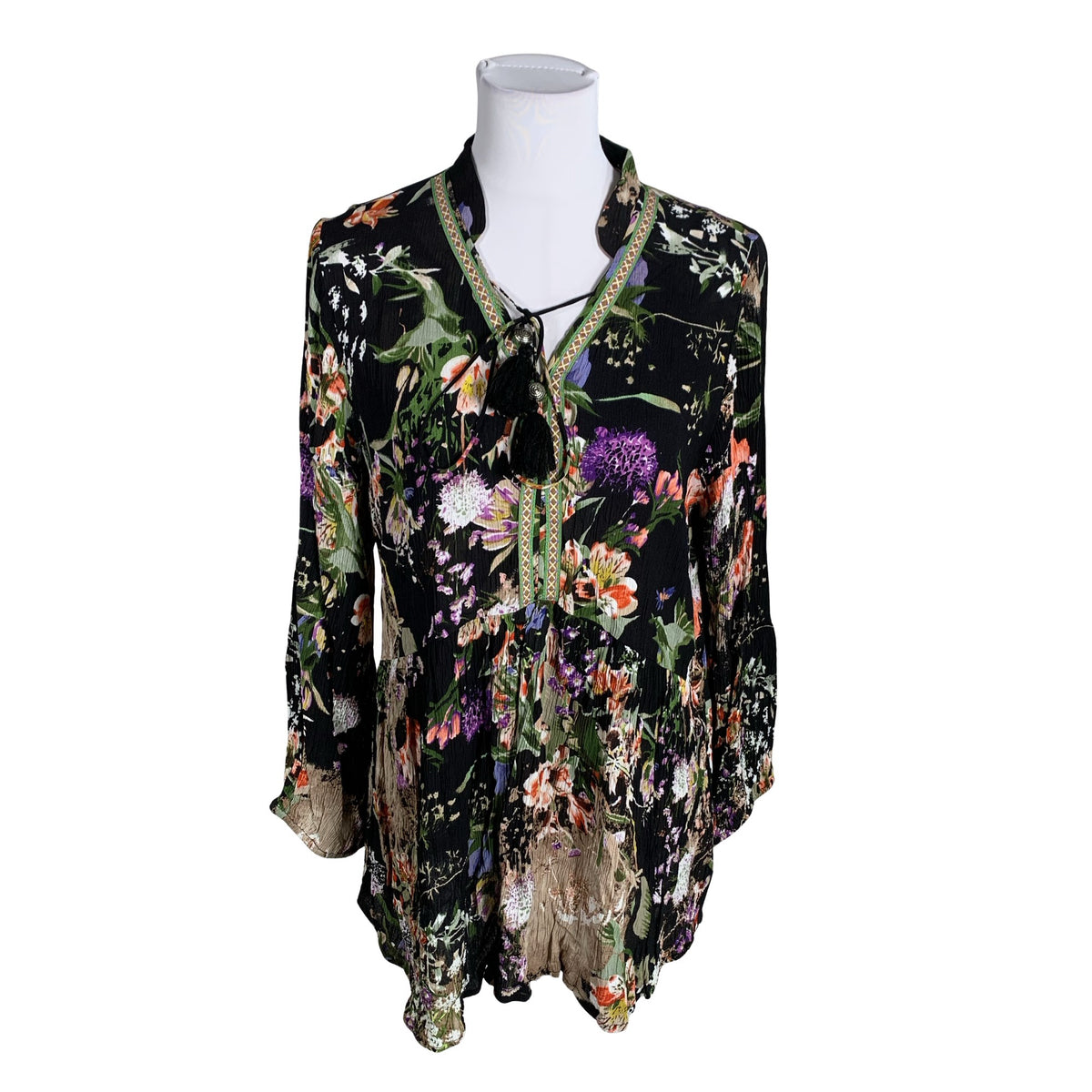 Unisex Orientique - Schiffon tunic, size 40 - Black (1)