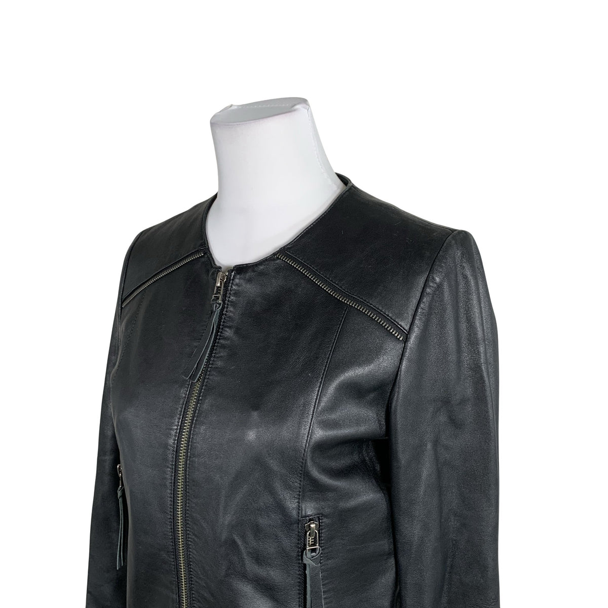 Unisex Selected - Leather jacket, size 36 - Black (3)