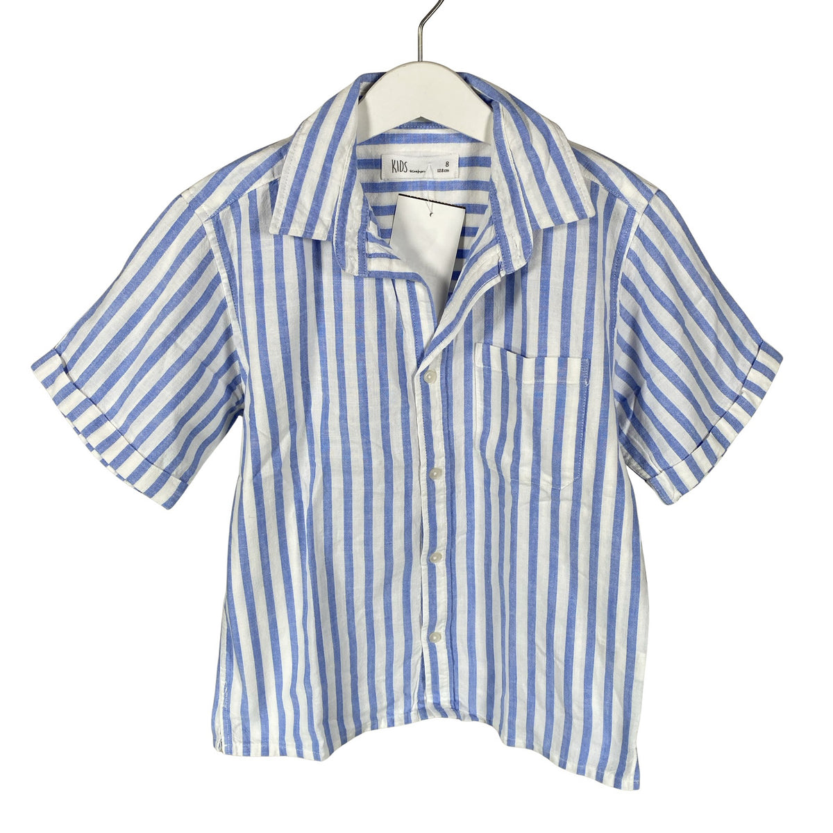 Unisex Kid's - Collared shirt, size 122 - 128 - Blue (1)