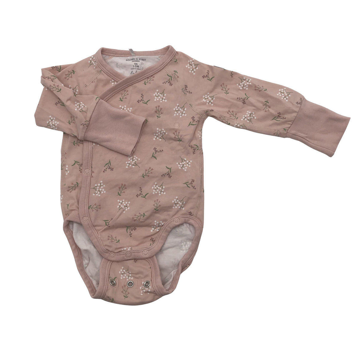 Unisex Polarn O. Pyret - Wrap bodysuit, size 50 - 56 - Light pink (1)
