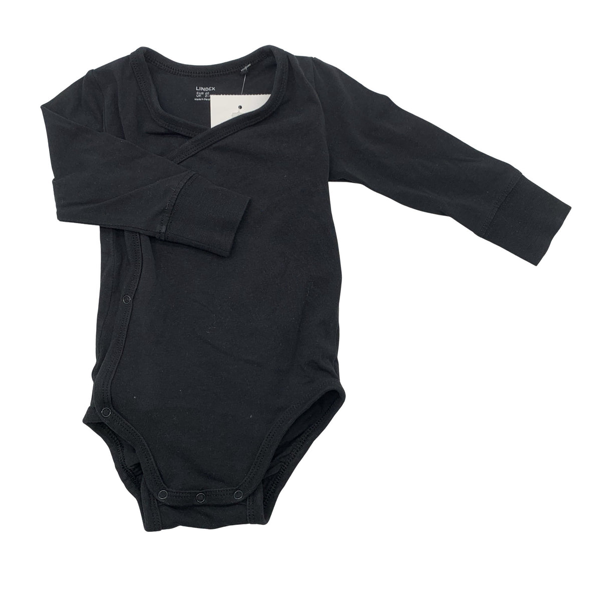 Unisex Lindex - Wrap bodysuit, size 56 - 62 - Black (1)