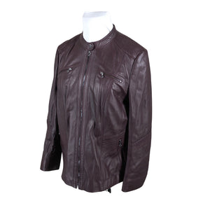 Unisex Gerry Weber - Leather jacket, size 48 - Wine red (3)