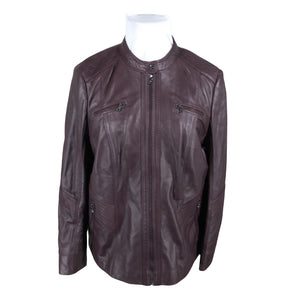 Unisex Gerry Weber - Leather jacket, size 48 - Wine red (1)