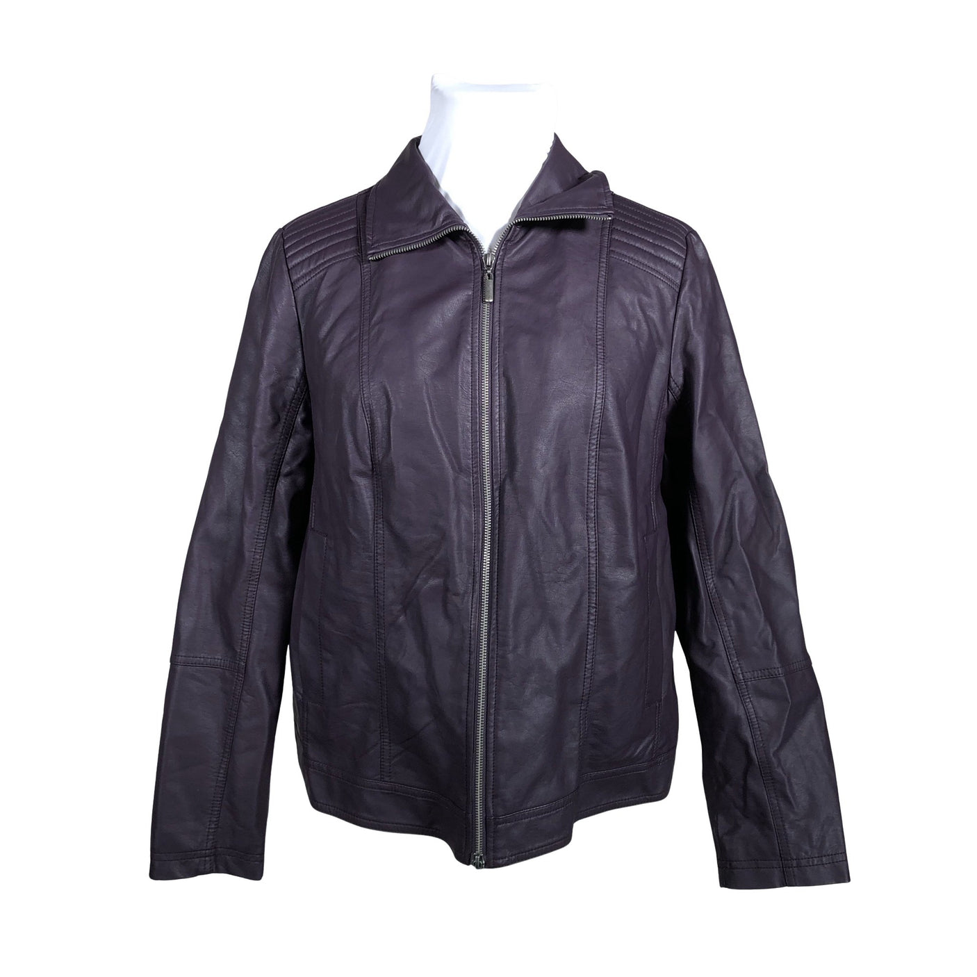 Unisex Ulla Popken - Leather jacket, size 46 - Violet (1)