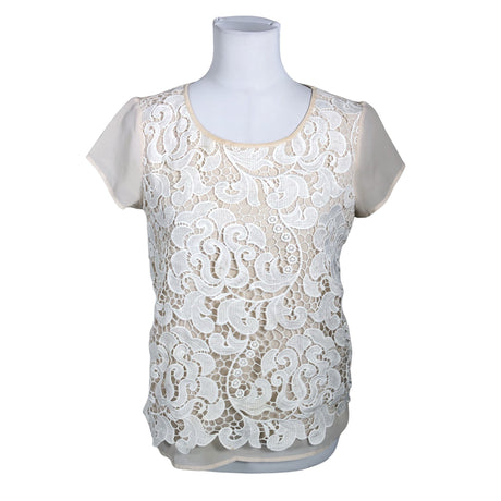 Unisex Ann Taylor - Short-sleeved blouse, size 38 - Beige ()