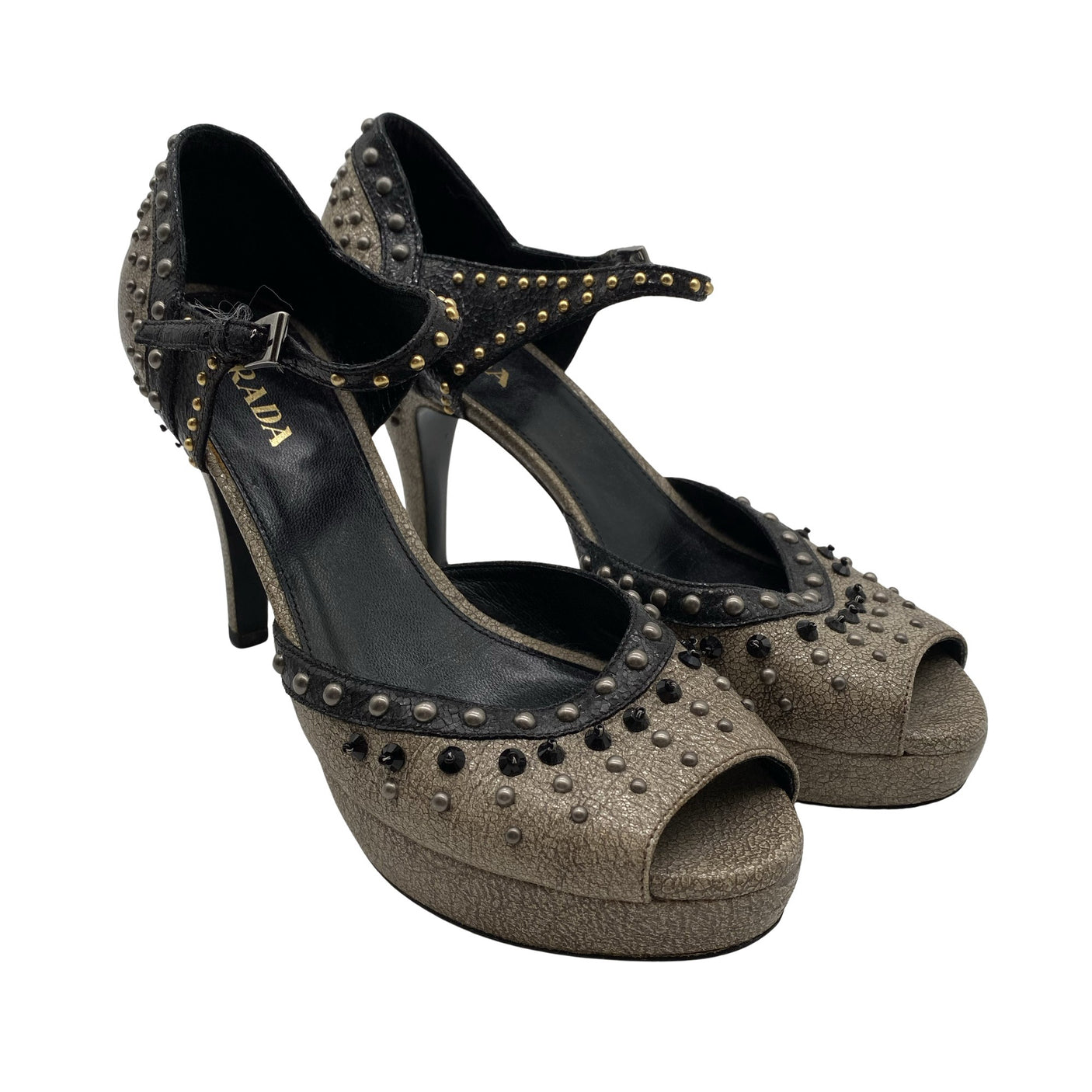 Unisex Prada - Open toe high heel shoes, size 38 - Brown (2)