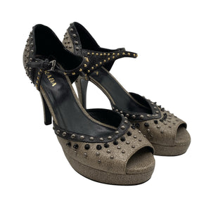 Unisex Prada - Open toe high heel shoes, size 38 - Brown (2)