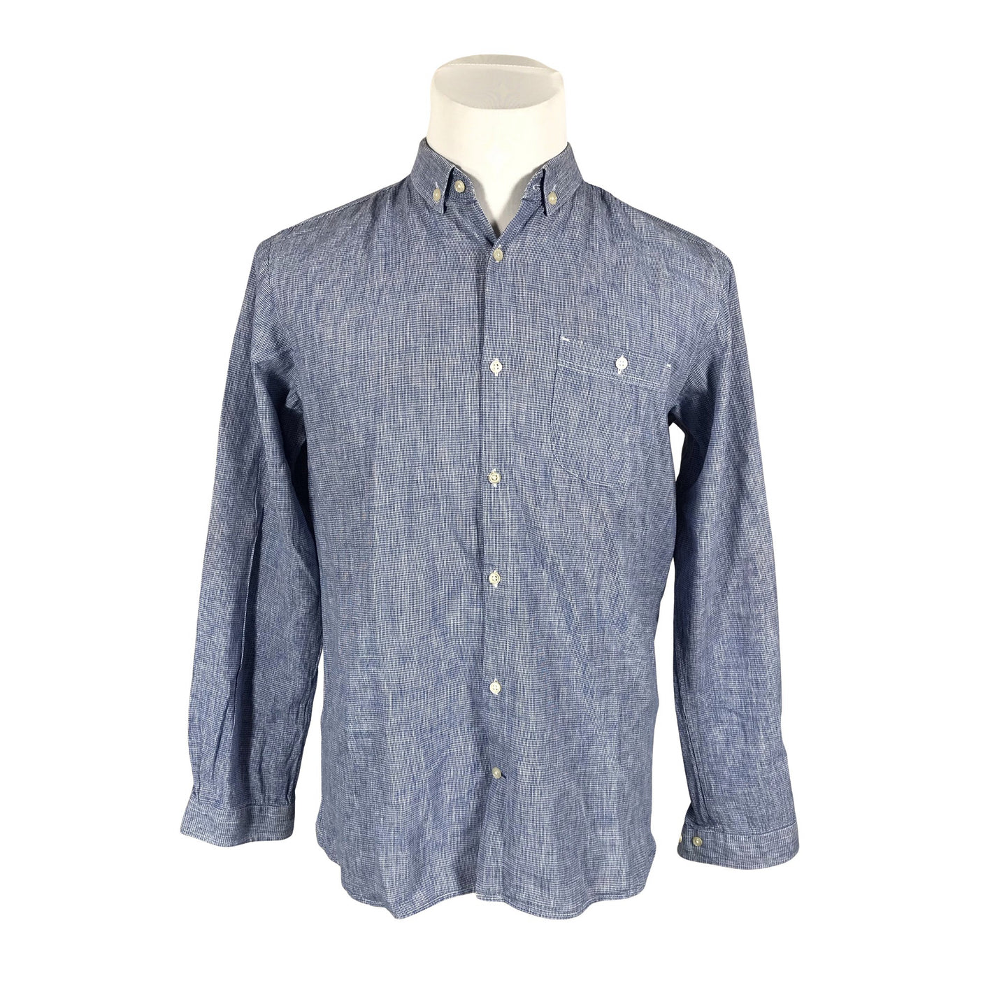 Unisex Knowledge Cotton Apparel - Collared shirt, size L - Blue (1)