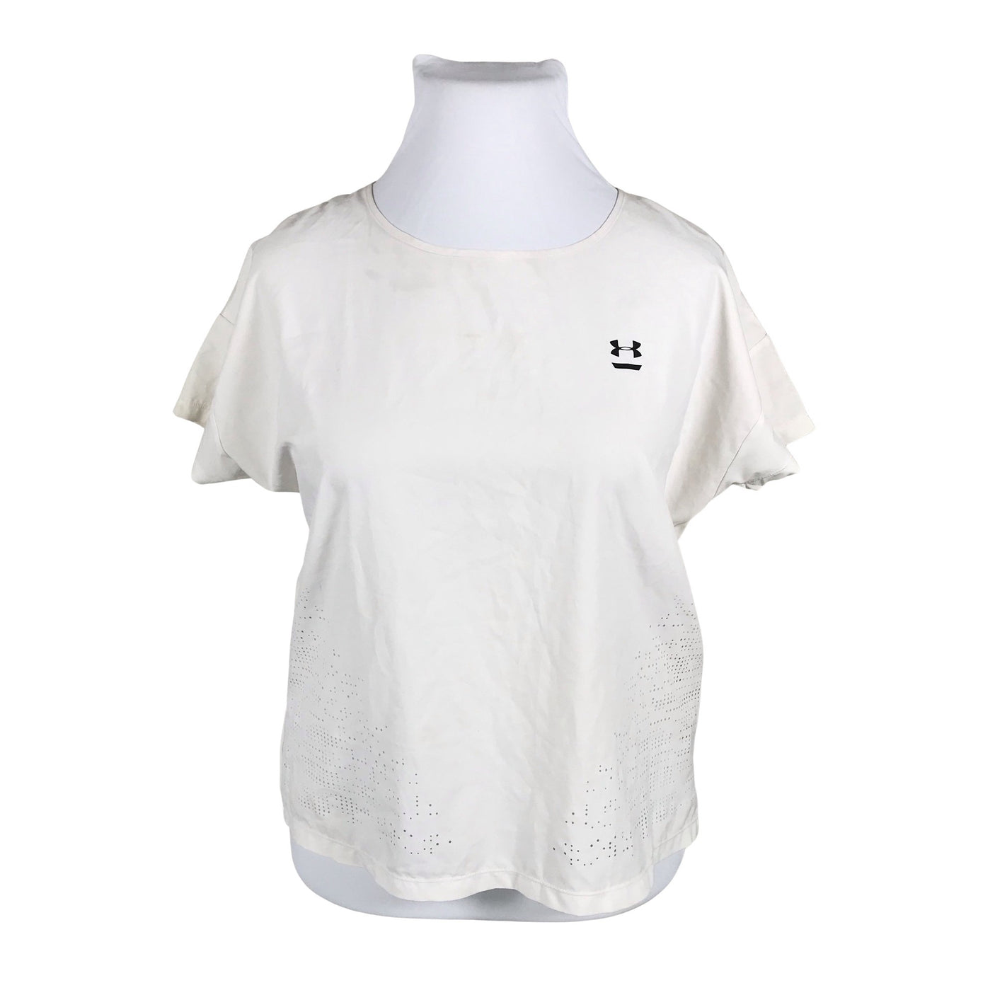 Unisex Under Armour - Sports shirt, short sleeve, size 46 - Natural white (1)