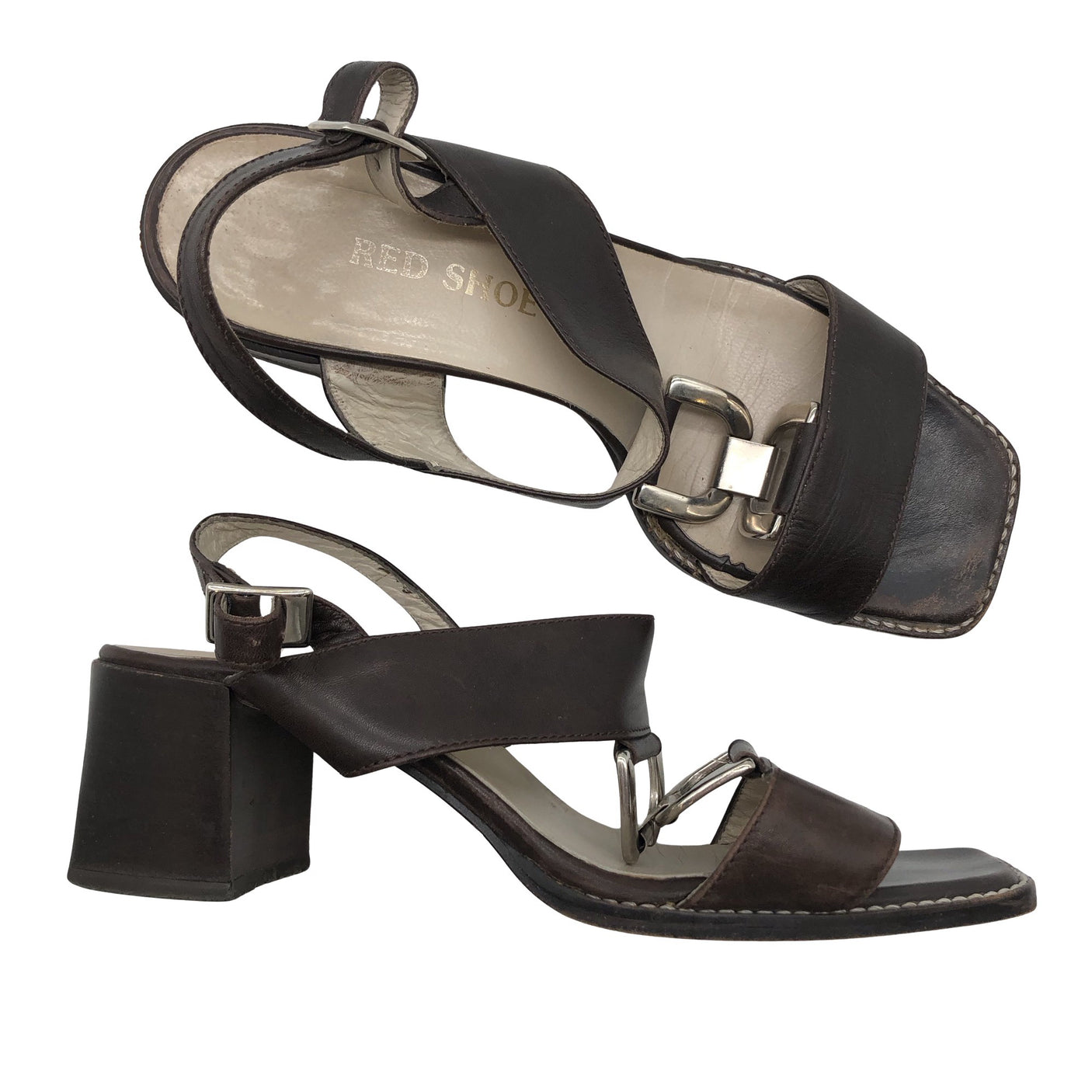 Unisex Red Shoe - Heeled sandals, size 38 - Brown (1)