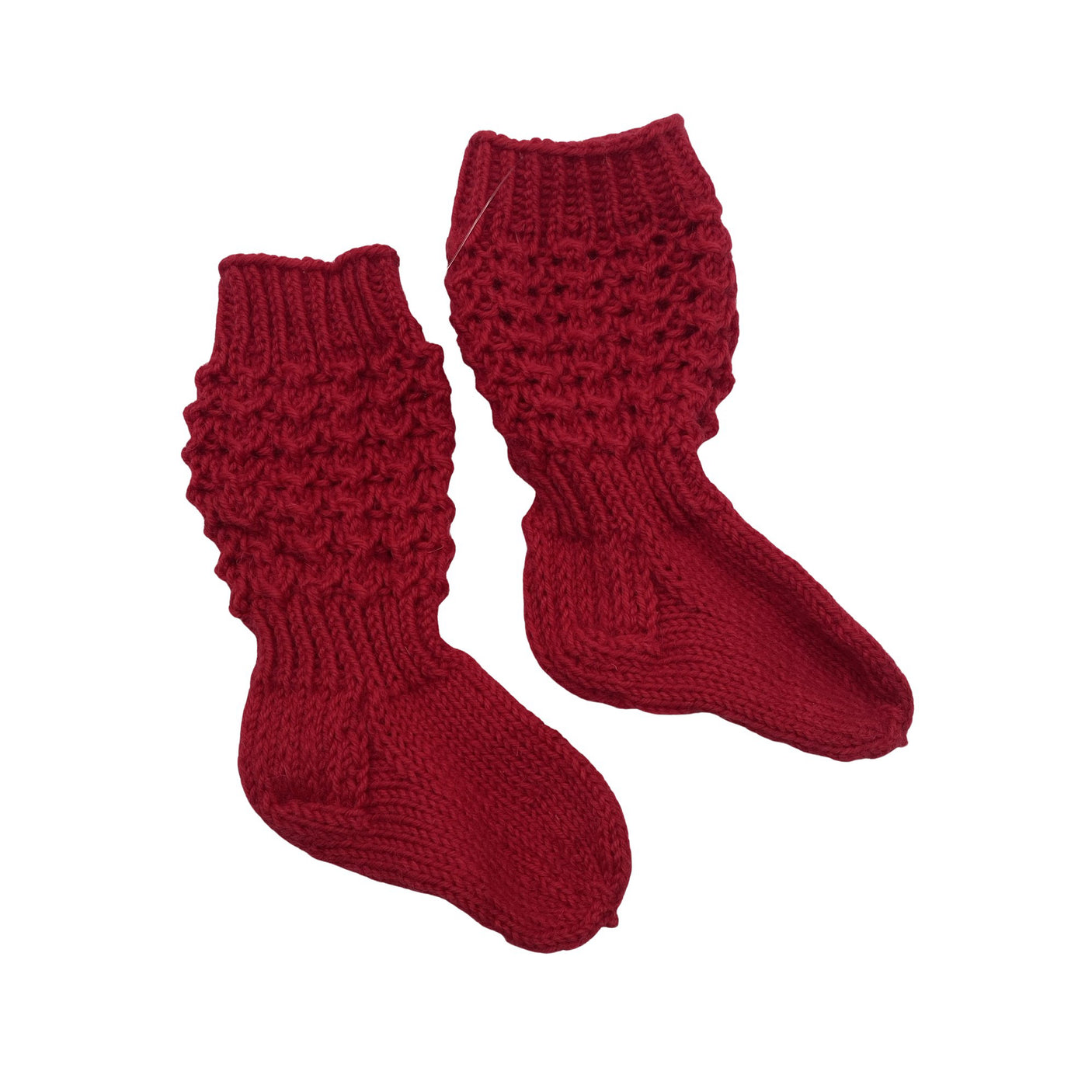 Unisex Handmade - Wool socks, size 22 - Red (1)