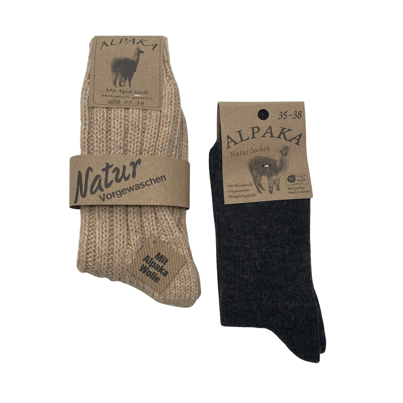 Unisex Alpaka - Wool socks, size 37 - Beige (1)
