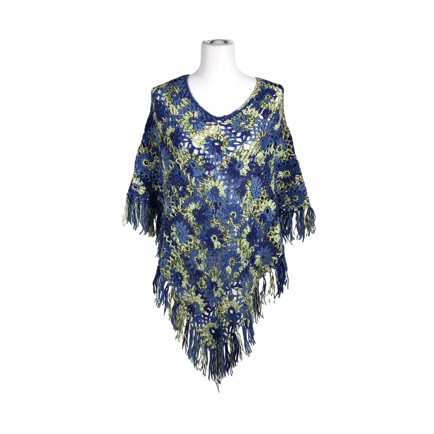 Unisex Handmade - Poncho, size 38 - Blue (1)