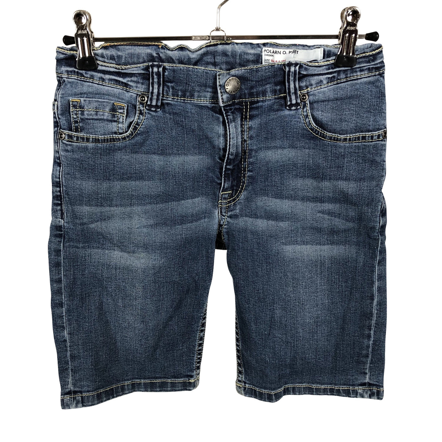 Unisex Polarn O. Pyret - Denim shorts, size 128 - 134 - Blue (2)