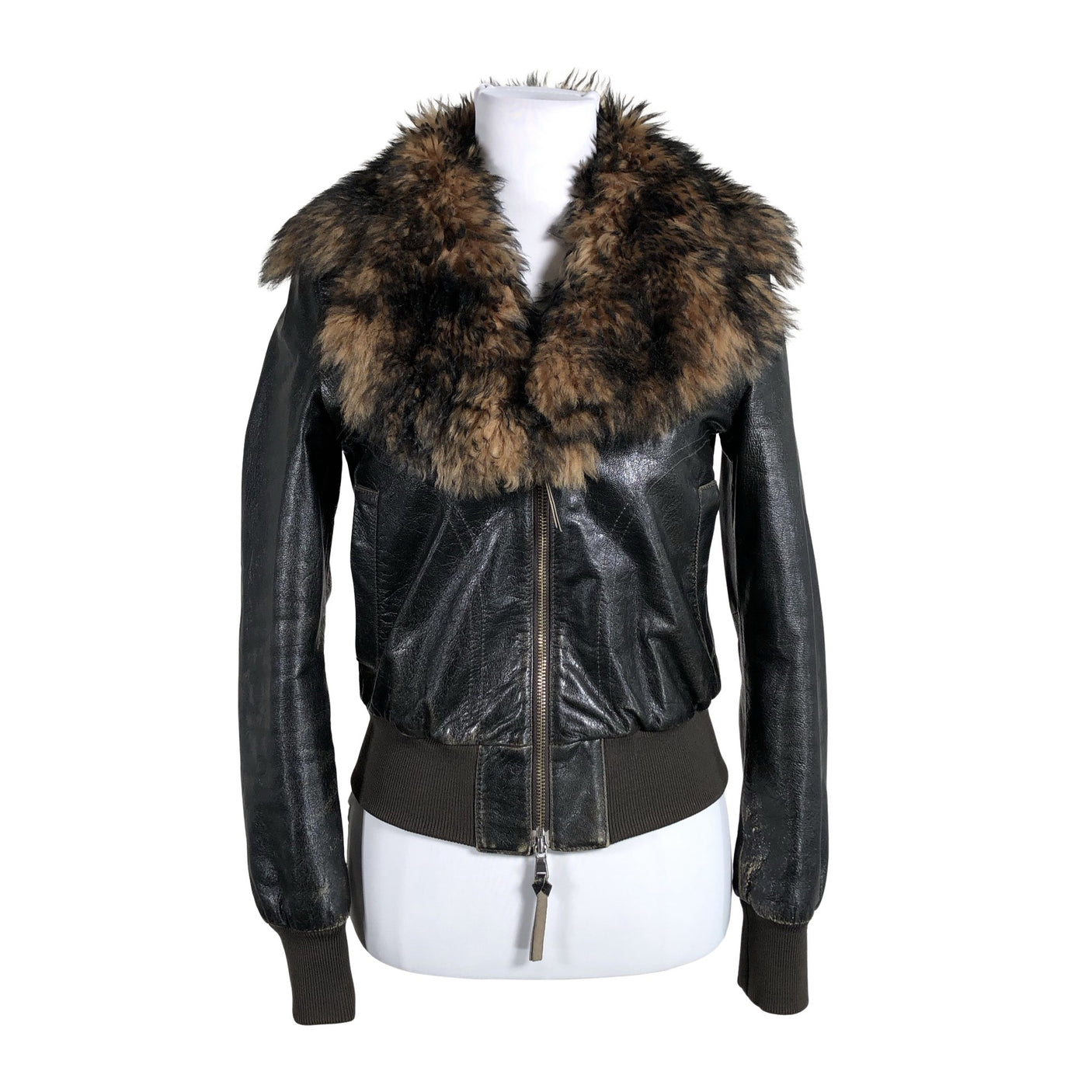 Unisex Benetton - Leather jacket, size 36 - Brown (1)