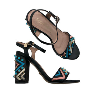 Unisex Gold & Gold - Heeled sandals, size 37 - Black (1)