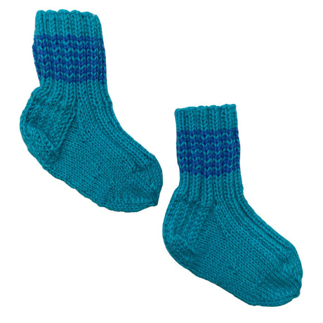 Unisex Handmade - Wool socks, size 21 - Turquoise ()