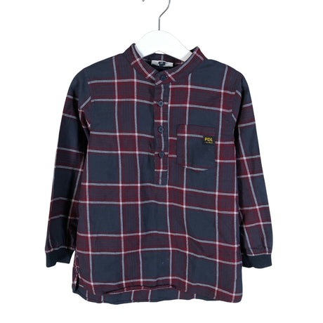Unisex POMPdeLUX - Collared shirt, size 104 - 110 - Wine red ()