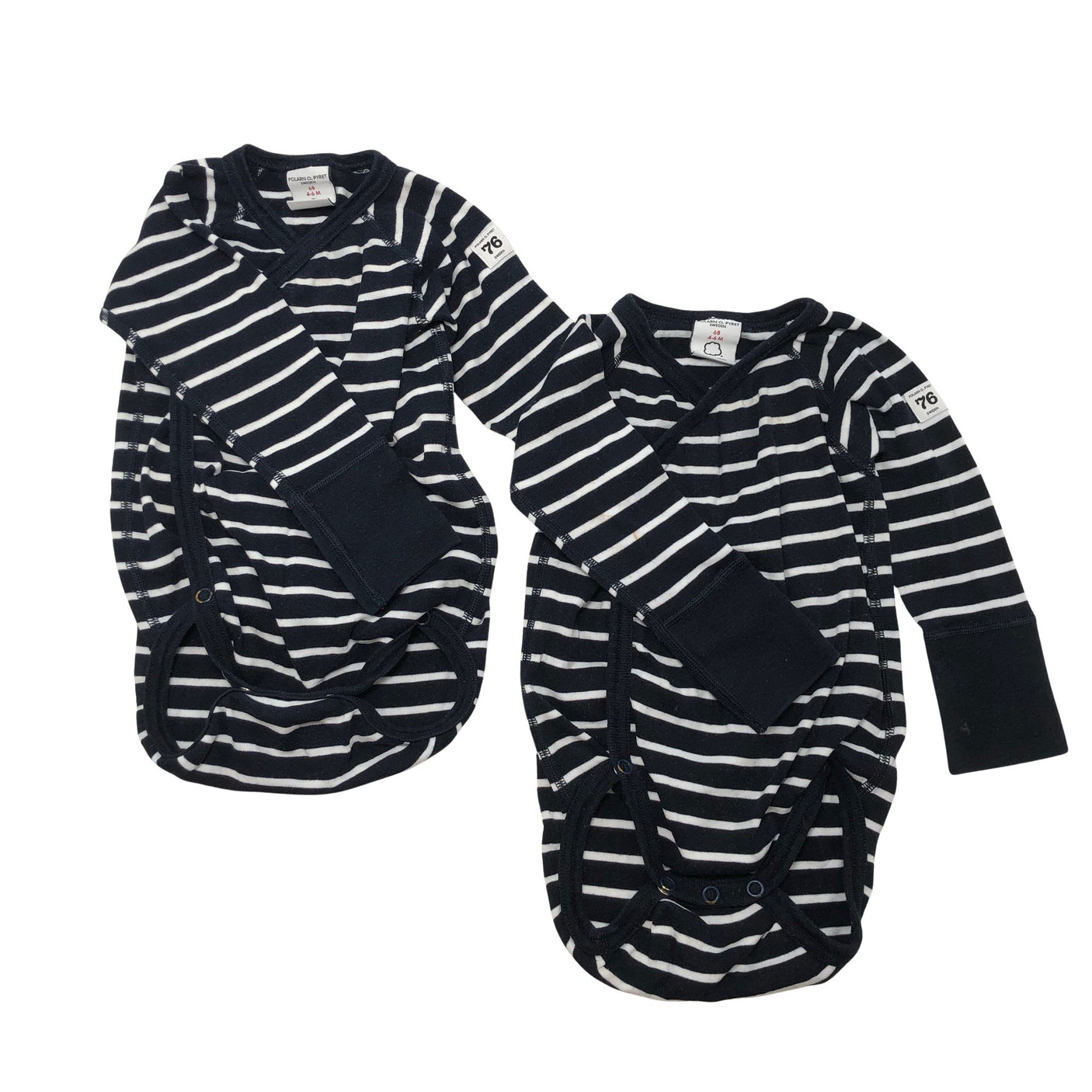 Unisex Polarn O. Pyret - Wrap bodysuit, size 62 - 68 - Blue (1)