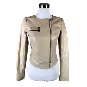 Unisex Selected - Leather jacket, size 34 - Beige (1)