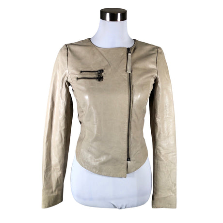 Unisex Selected - Leather jacket, size 34 - Beige ()