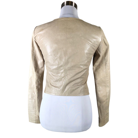 Unisex Selected - Leather jacket, size 34 - Beige (2)