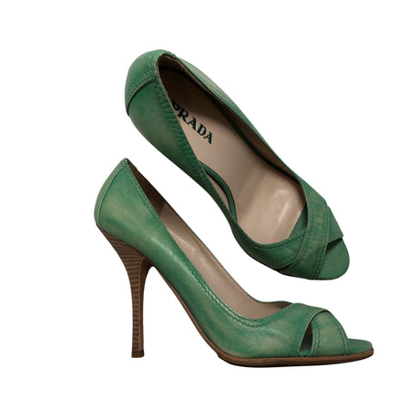 Unisex Prada - Open toe high heel shoes, size 38 - Green ()
