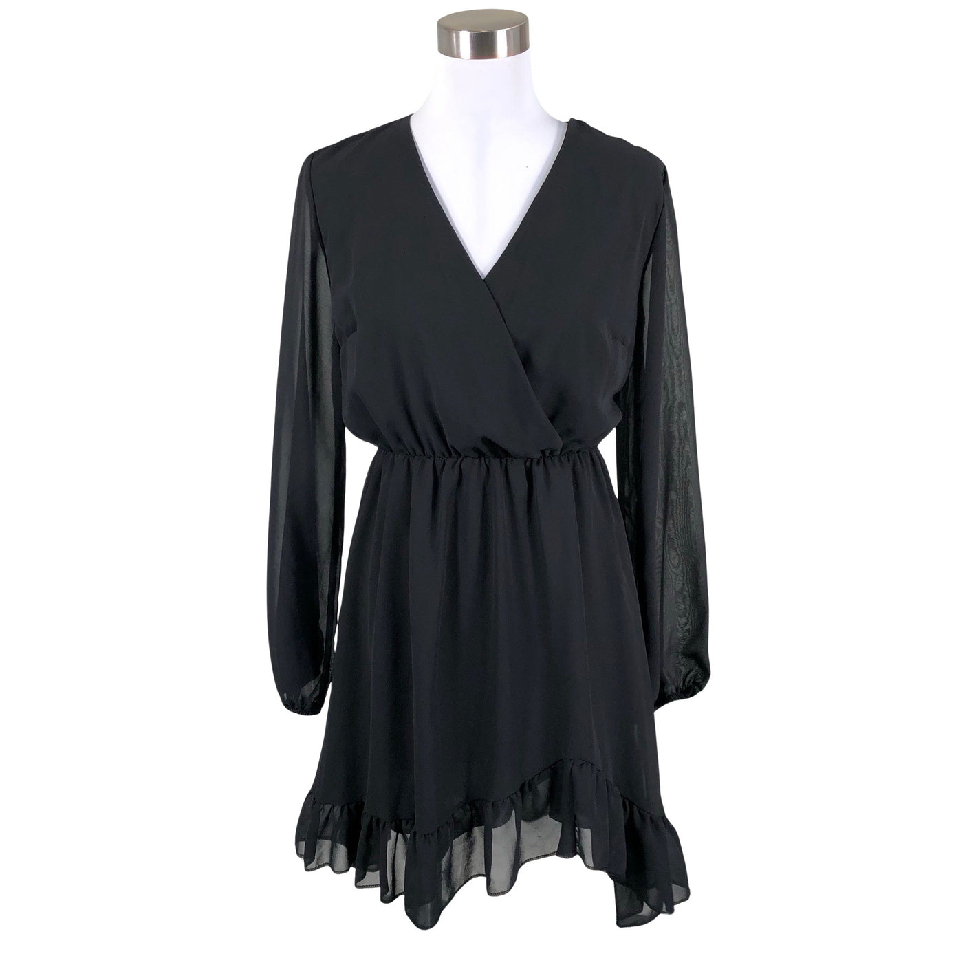 Unisex Reyon - Schiffon dress, size 38 - Black (1)