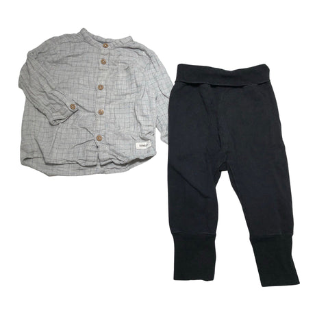 Unisex Newbie - Collared shirt, size 68 - 74 - Gray ()