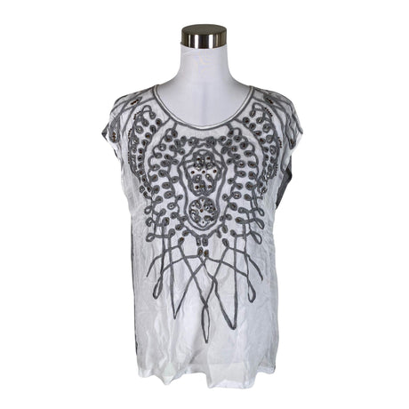 Unisex Cream - Short-sleeved blouse, size 40 - Gray ()