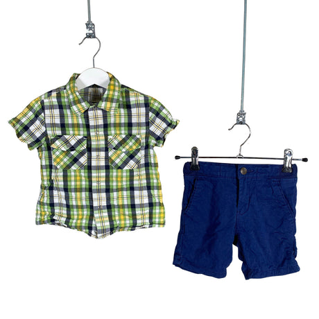 Unisex Polarn O. Pyret - Collared shirt, size 80 - 86 - Green ()