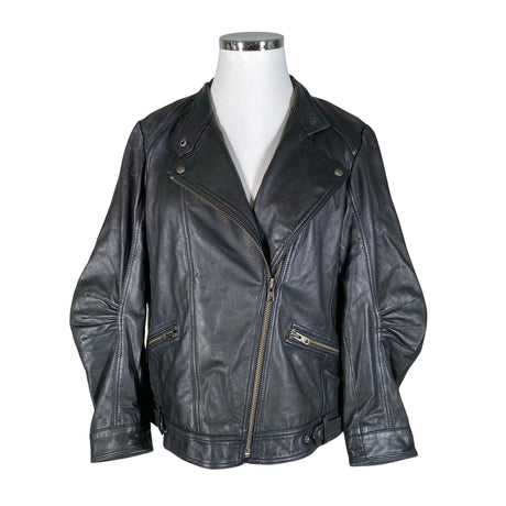 Unisex Zizzi - Leather jacket, size 48 - Black ()