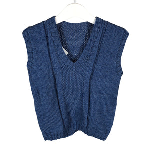 Unisex Handmade - Knit vest, size 134 - 140 - Blue (1)