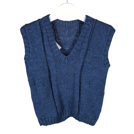 Unisex Handmade - Knit vest, size 134 - 140 - Blue ()
