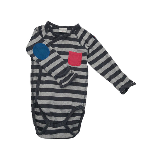 Unisex Polarn O. Pyret - Wrap bodysuit, size 62 - 68 - Gray ()