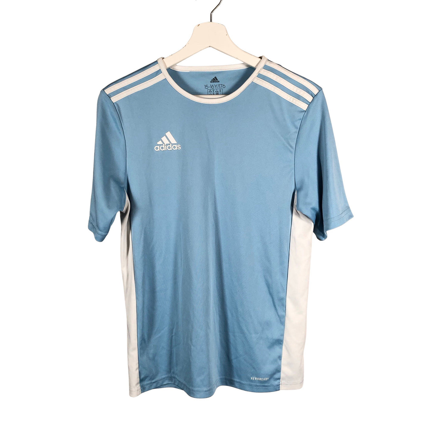 Unisex Adidas - Sports shirt, short sleeve, size 170 - 176 - Light blue (1)