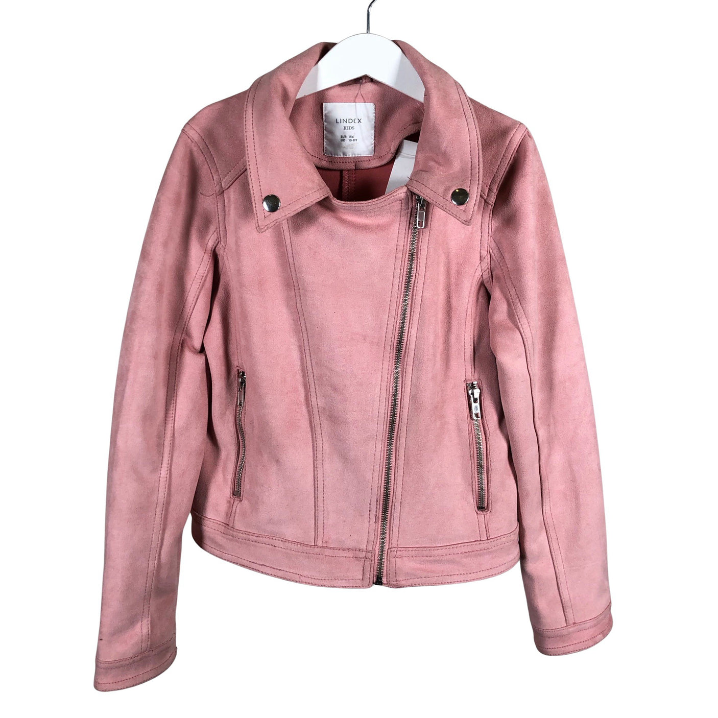 Unisex Lindex - Leather jacket, size 140 - 146 - Light pink (1)