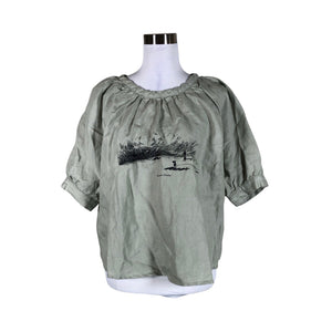 Unisex Piironki - Short-sleeved blouse, size 38 - Green (1)