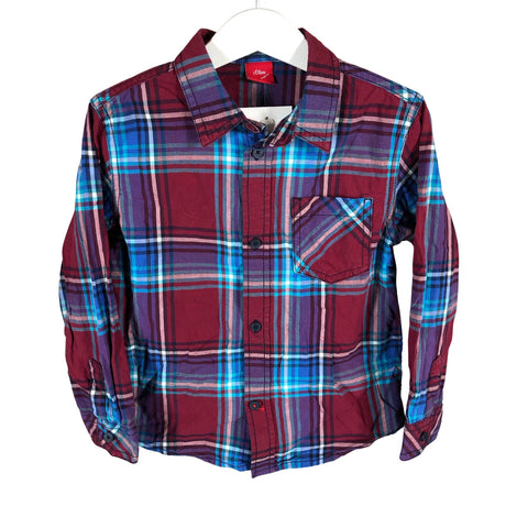 Unisex s.Oliver - Collared shirt, size 104 - 110 - Wine red ()