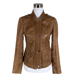 Unisex Massimo Dutti - Leather jacket, size 36 - Brown (1)