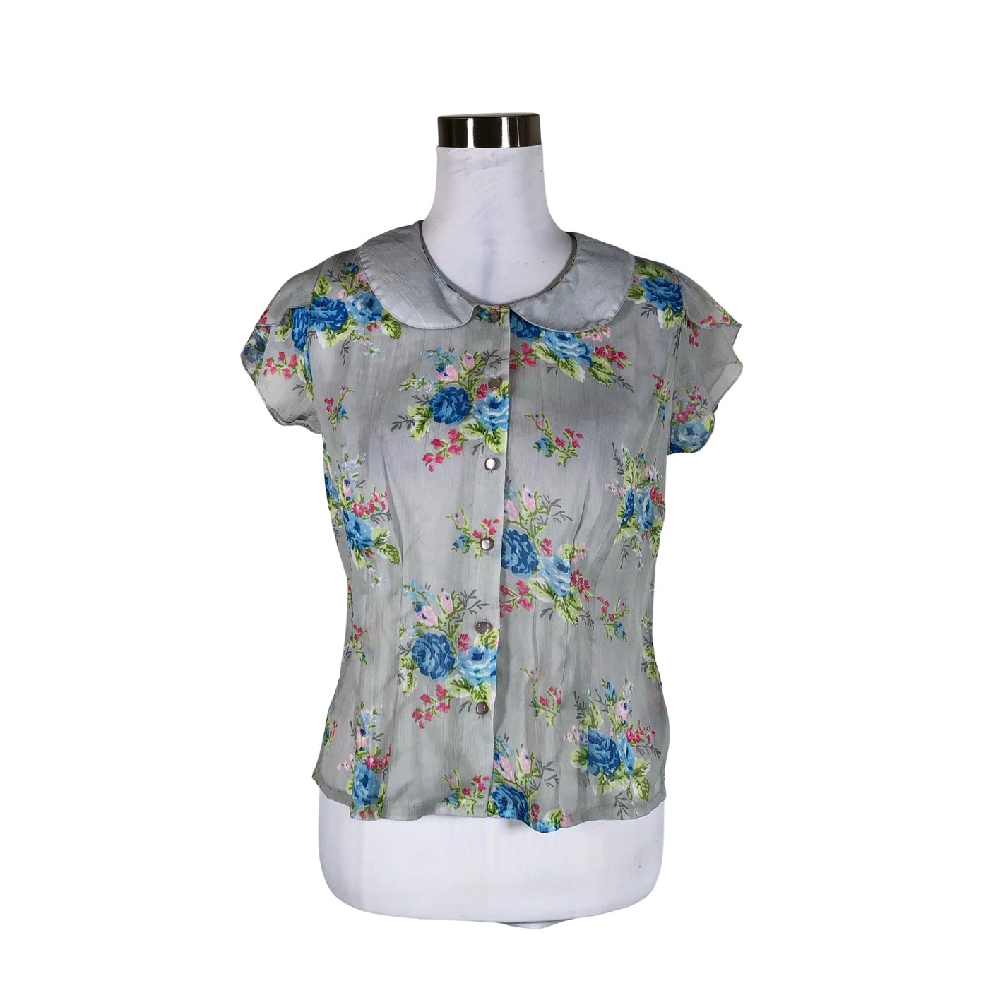Unisex Hell Bunny - Short-sleeved blouse, size 38 - Gray (1)