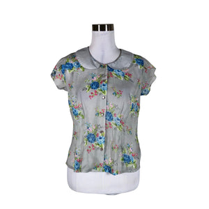 Unisex Hell Bunny - Short-sleeved blouse, size 38 - Gray (1)