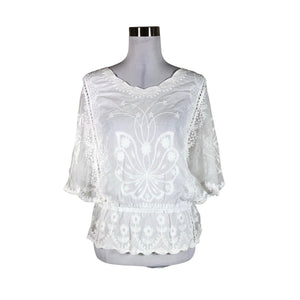 Unisex New Collection - Short-sleeved blouse, size 40 - White (1)