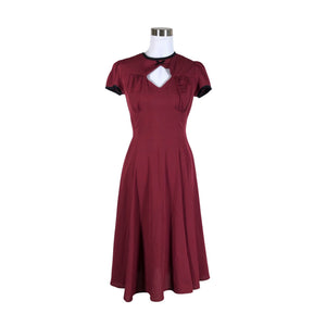 Unisex Hell Bunny - Schiffon dress, size 36 - Wine red (1)